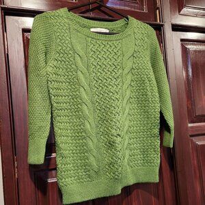 LOFT Green Cable Knit Crew Neck Sweater, Women's Small Petite, Brand New with Ta